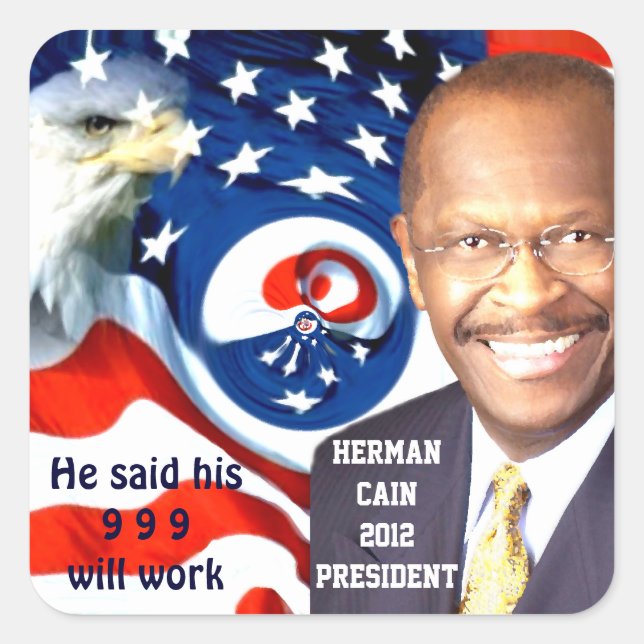 Sticker Carré Herman Cain 2012_ (Devant)