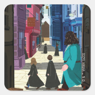 Sticker Carré Hermione, HARRY POTTER™ & Hagrid dans Diagon Alley