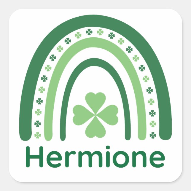 Sticker Carré Hermione Nom Clover Boho Rainbow (Devant)