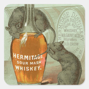 Sticker Carré Hermitage Sour Mash Whiskey publicité avec deux ra