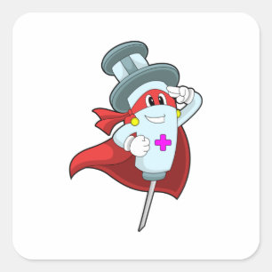 Sticker Carré Hero as Nurse