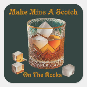Sticker Carré Heure de cocktail, faites-moi un scotch sur glace