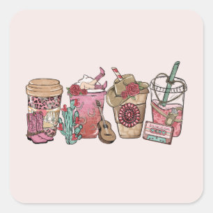 Sticker Carré Heure du café Cowboy