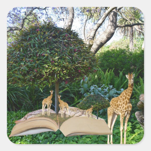 Sticker Carré Heure du livre de Giraffe, (Devant)