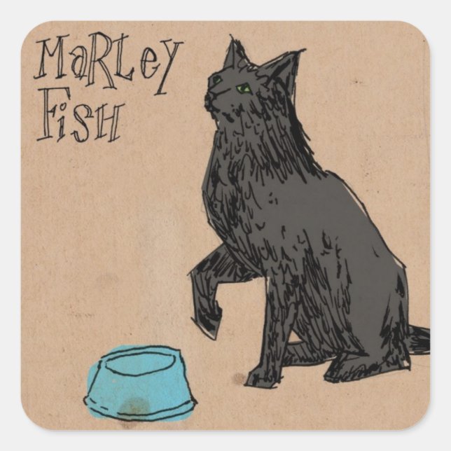 Sticker Carré Heure du souper de poisson de Marley (Devant)