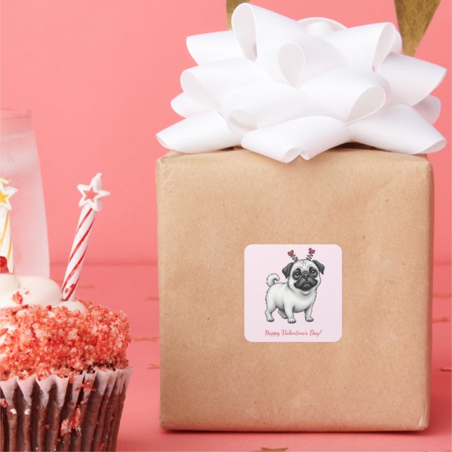 STICKER CARRÉ HEUREUSE SAINTE-VALENTIN ! (Fête)