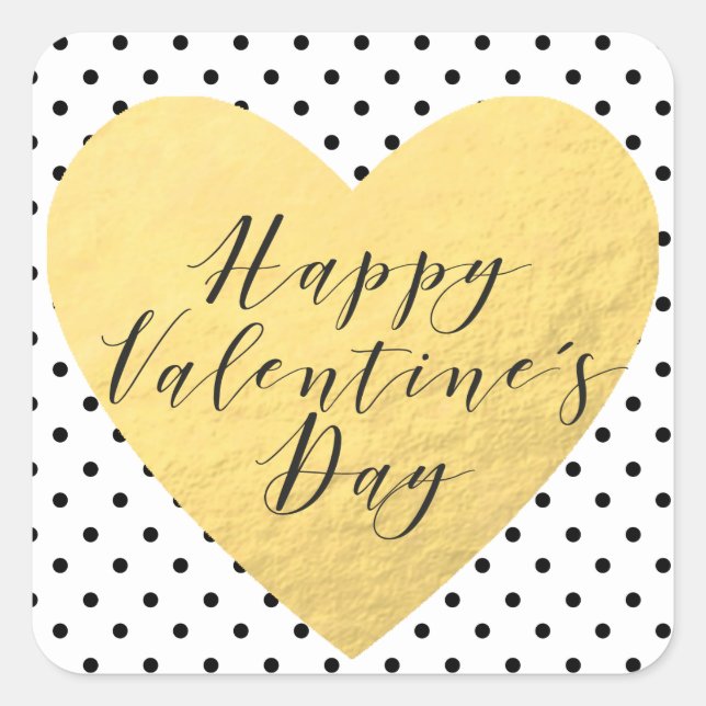 Sticker Carré Heureuse Sainte-Valentin de calygraphie du coeur d (Devant)