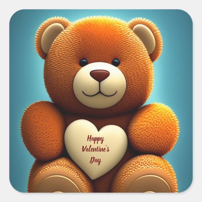 Sticker Carré Heureuse Sainte-Valentin Teddy Bear (Devant)
