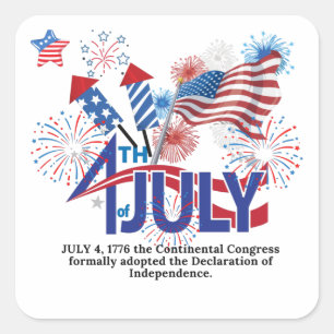 STICKER CARRÉ HEUREUX 4 JUILLET— 1776