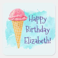 heureux Anniversaire Ice Personnalisé Cone Crème