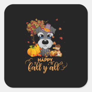 Sticker Carré heureux automne yall schnauzer chien grâces
