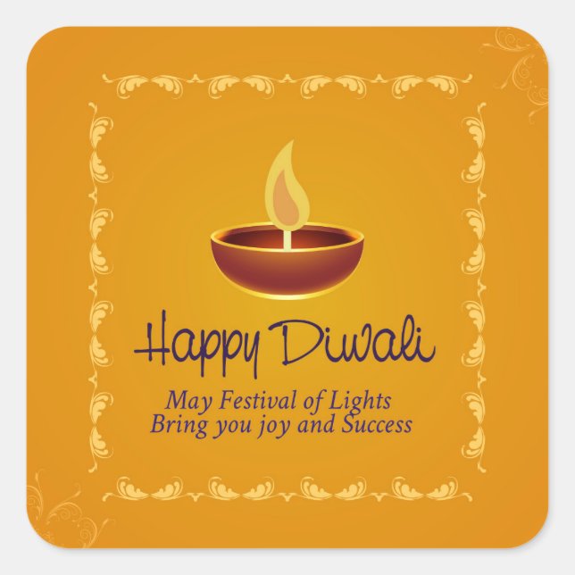 Sticker Carré Heureux Diwali (Devant)