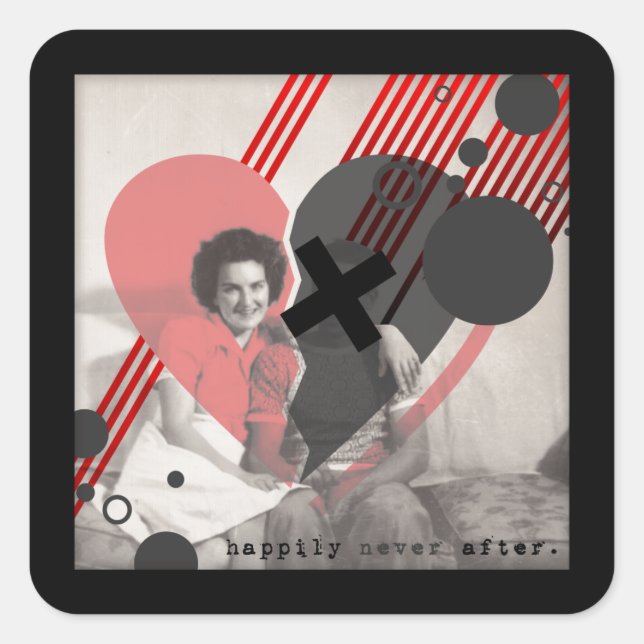 Sticker Carré heureux jamais après (Devant)