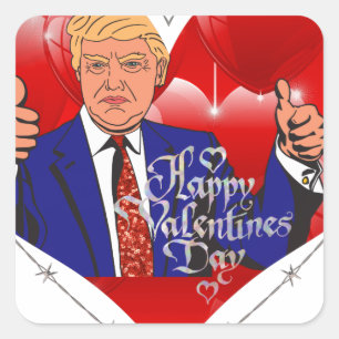 Sticker Carré heureux valentines day donald trump