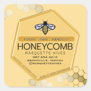 Sticker Carré Hexagone Jaune Moderne 3D Stylisé Bee Honeycomb