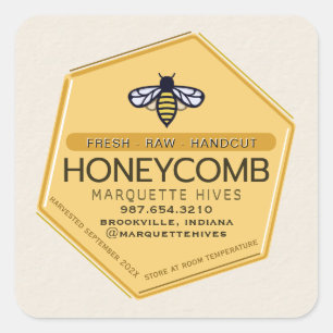 Sticker Carré Hexagone Jaune Moderne 3D Stylisé Bee Honeycomb