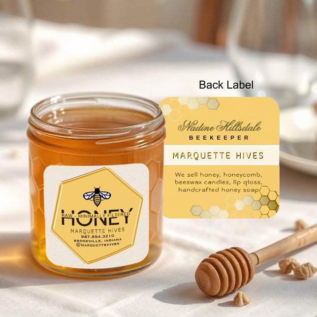 Sticker Carré Hexagone Jaune Moderne 3D Stylisé Miel d'ivoire d' (Créateur téléchargé)