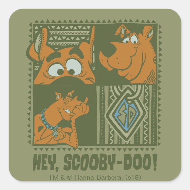 Sticker Carré Hey Scooby-Doo Carré tribal Graphic (Devant)