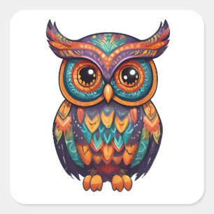 Sticker Carré Hialloween Owl Alebrije
