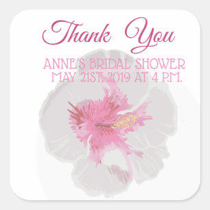 Sticker Carré Hibiscus blanc