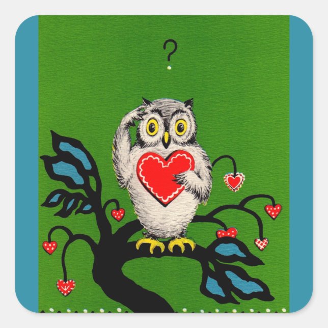 Sticker Carré hibou de Valentine (Devant)