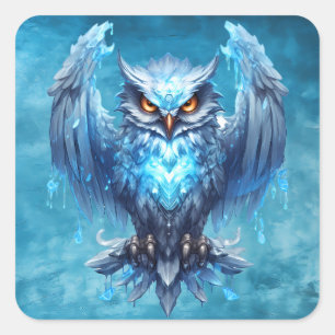 Sticker Carré Hibou d'esprit gelé