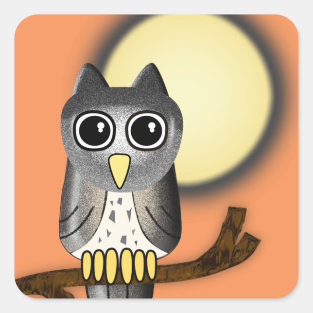Sticker Carré Hibou d'Halloween (Devant)