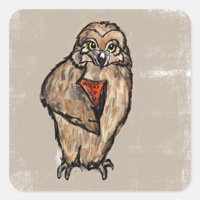Sticker Carré Hibou sage (Devant)