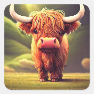 Sticker Carré Highland Cow