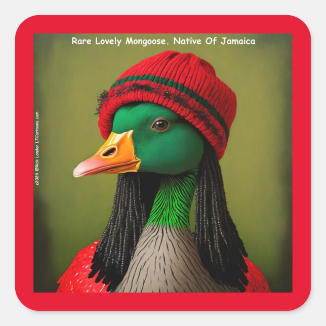 Sticker Carré Hilarious Jamaïcain Mongolie Reggae canadienne Oie (Devant)