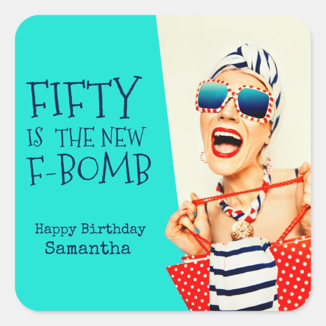Sticker Carré Hilarious Retro 50e anniversaire pour elle (Devant)