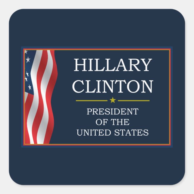 Sticker Carré Hillary Clinton Président V3 (Devant)