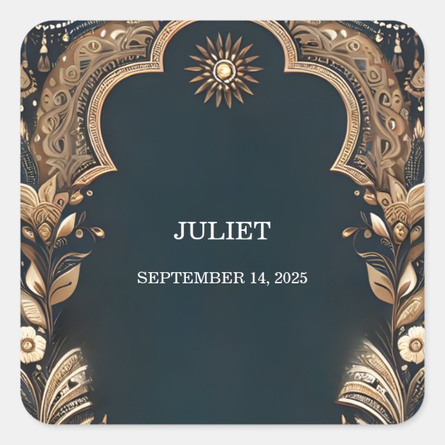 Sticker Carré Hindi Henna Mehndi Style Indien Mariage Indien (Devant)