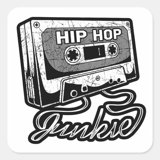 Sticker Carré Hip hop Junkie Golden Era Rap musique (Devant)