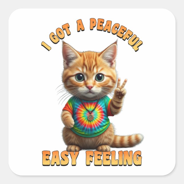 Sticker Carré Hippie Boho Peaceful Easy Feeling Rabbit Bunny  (Devant)