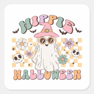 Sticker Carré Hippie Halloween Super Retro