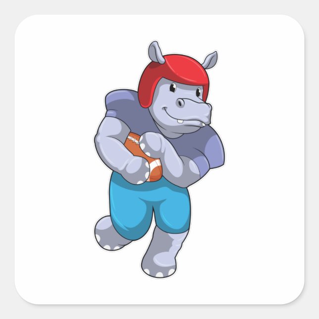 Sticker Carré Hippo à Football Sports (Devant)