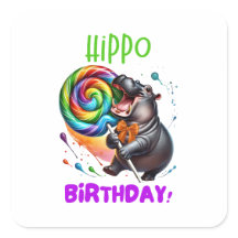 Hippo Anniversaire Joyeux, Coloré Candy Swirl |