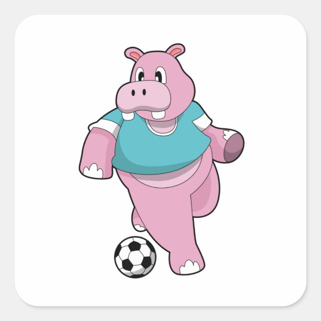 Sticker Carré Hippo as Soccer player with Soccer.PNG (Devant)