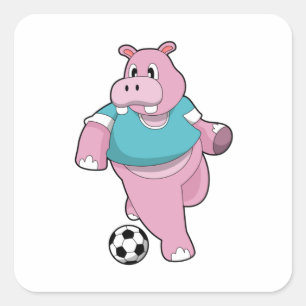 Sticker Carré Hippo as Soccer player with Soccer.PNG