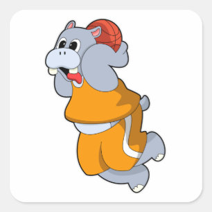 Sticker Carré Hippo au Basketball Sports
