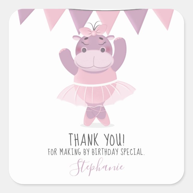 Sticker Carré Hippo Ballerina (Devant)