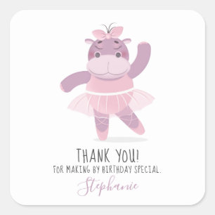 Sticker Carré Hippo Ballerina