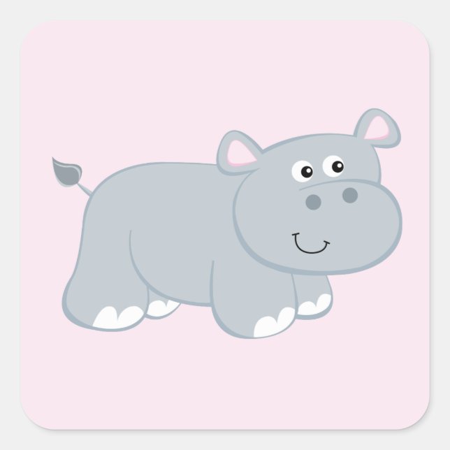 Sticker Carré Hippo mignon (Devant)