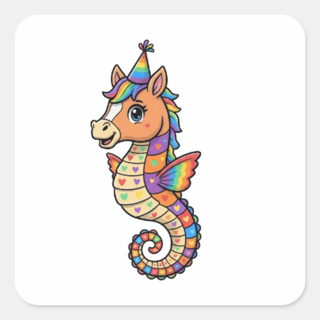 STICKER CARRÉ HIPPOCAMPE (Devant)