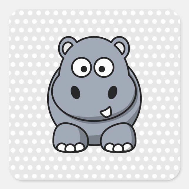 Sticker Carré Hippopotame mignon (Devant)