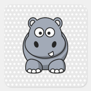 Sticker Carré Hippopotame mignon