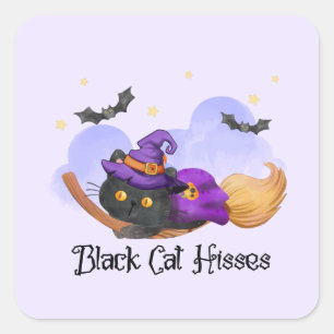 Sticker Carré Hisses de chats noirs