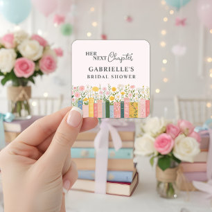 Sticker Carré Histoire Florale de Mariage Livre de Fiançailles 