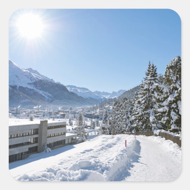 Sticker Carré Hiver à St. Moritz (Devant)